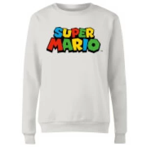 Image of Nintendo Super Mario Colour Logo Womens Sweatshirt - White - L