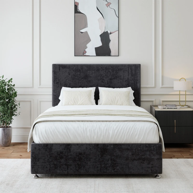 Image of Bedmaster Bedmaster Luxury Velvet Divan Base in Black Size: Super King Black Super King Unisex 7867868314594