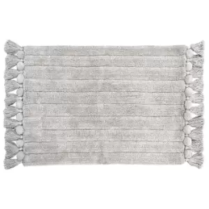 Image of Ribbed Tassel Bath Mat Grey