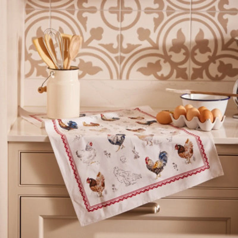 Image of Ulster Weavers 'Farm Birds' Animal Print 100% Cotton Tea Towel Red