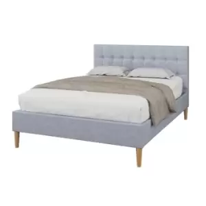 Image of Crazy Price Beds Torton Light Grey Linen LED Double Bed Frame