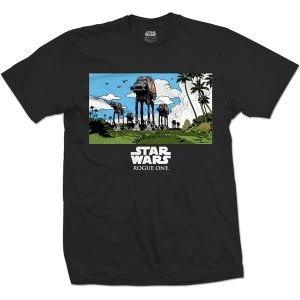 image of Star Wars - Rogue One AT-AT March Unisex Large T-Shirt - Black