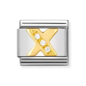 image of Nomination Classic Gold & CZ Letter X Charm