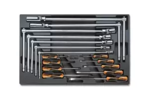 image of Beta Tools T164 16pc Screwdriver & T-Handle Set in Hard Tray for Roller Cabs