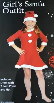 Image of Girls Childrens / Kids 4 Piece Father Christmas Santa Suit / Dress Dressing Up