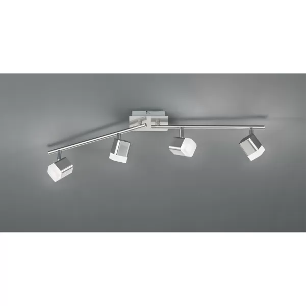 image of Roubaix Modern 4 Light Ceiling Spotlight Bar Nickel Matt 3000K