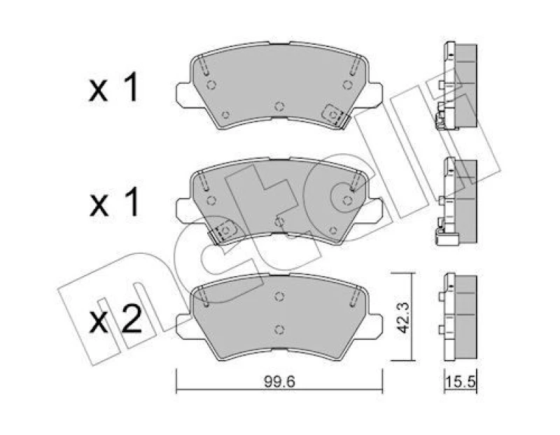 Image of METELLI Brake pad set METELLI 22-1166-0