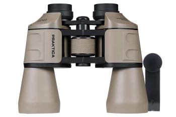 image of PRAKTICA Falcon 10x50mm Field Binoculars Sand + Universal Tripod Mount Adapter