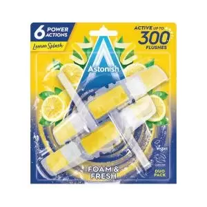 image of Astonish Foam and Fresh Lemon Toilet Rim Block Twinpack Pack of 9