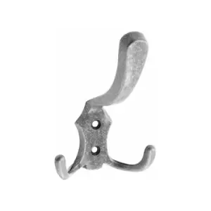 Image of Triple Hat Coat Hanger Hook Door Wall Bath With Fixings - Colour Old Silver - Pack of 7