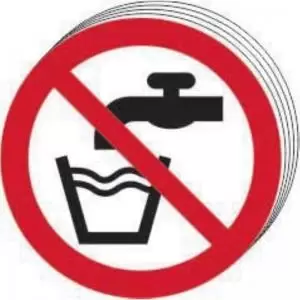 image of &lsquo;Not Drinking Water Symbol&rsquo; Sign; Self-Adhesive