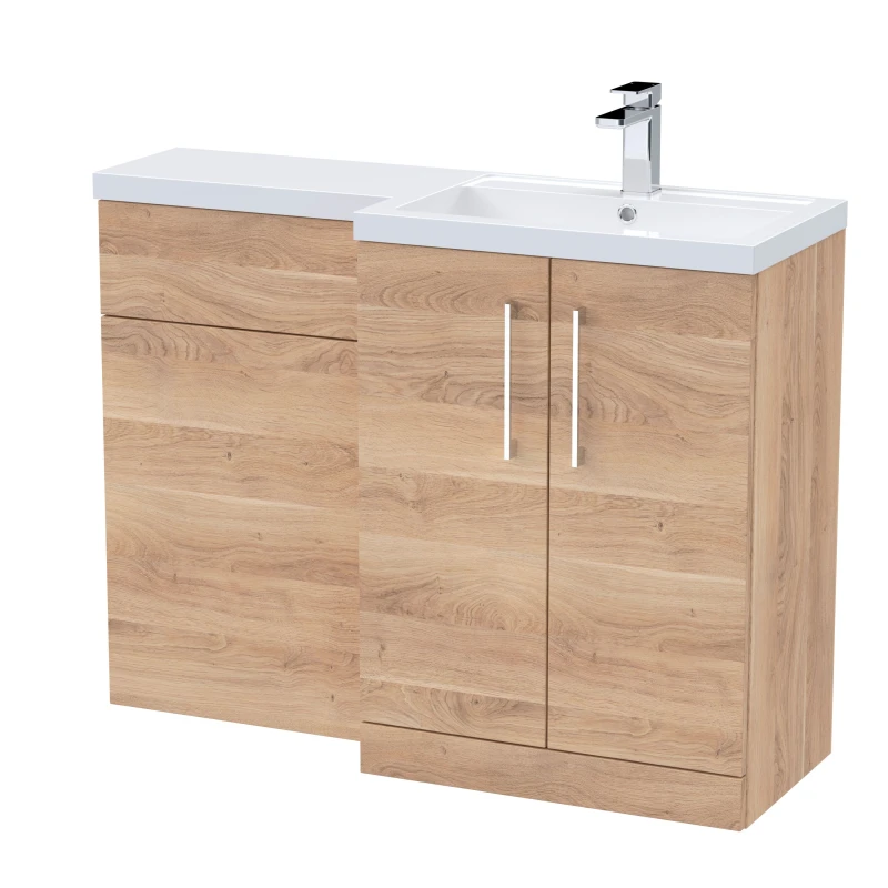 Image of Balterley Vanity Basin and WC Unit Right Hand Bleached Cuneo Oak 1100mm x 390mm Brown