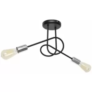 Image of Helam Oxford Multi Arm Semi Flush Ceiling Light Black, Chrome 38cm