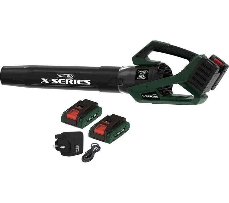 Image of Webb X Series WEV20X2ABB 40v Cordless Brushless Axial Leaf Blower 2 x 4ah Li-ion USB Charger WEV20X2ABB4X
