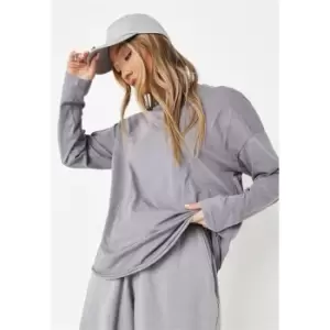 Image of Missguided Sleeved Oversized Cotton Tee - Silver