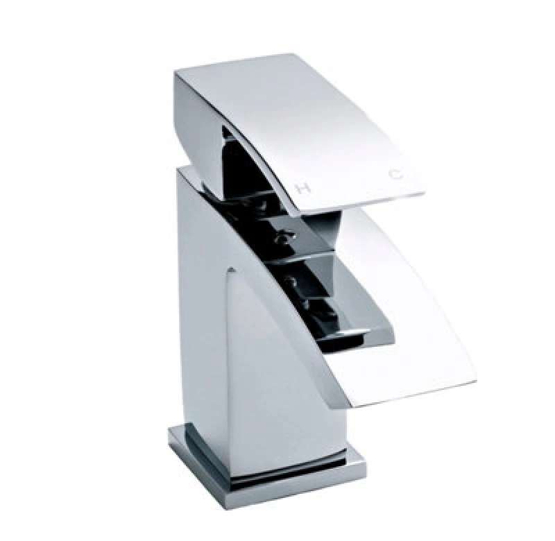 Image of Balterley Square Mono Basin Mixer Tap Push Button Waste Chrome Silver unisex
