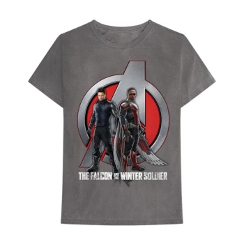 Image of Marvel Comics - Falcon & Winter Soldier A Logo Unisex Large T-Shirt - Grey