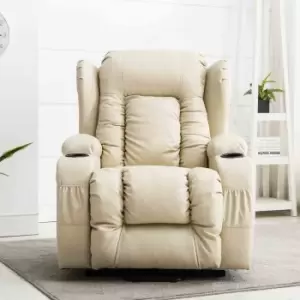 image of Caesar Electric Dual Motor Rise Massage Heated Recliner - Cream