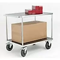 image of SLINGSBY Mobile Trolley with 2 Tiers Galvanised Steel Blue, Black 700 x 1000 x 870 mm