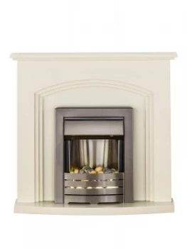 Image of Adam Fire Surrounds Truro Electric Fireplace Suite With Brushed Steel Inset Fire