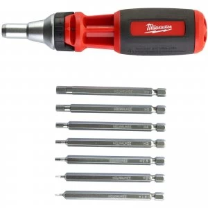 image of Milwaukee 10 in 1 Ratchet Bit Holder Screwdriver Hex Bit Set