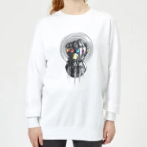 Image of Marvel Avengers Infinity War Thanos Infinite Power Fist Womens Sweatshirt - White - L