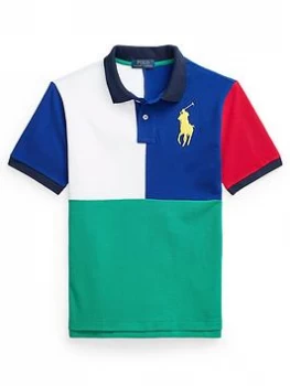 Image of Ralph Lauren Boys Colour Block Polo Shirt - Multi, Size 14-16 Years=L