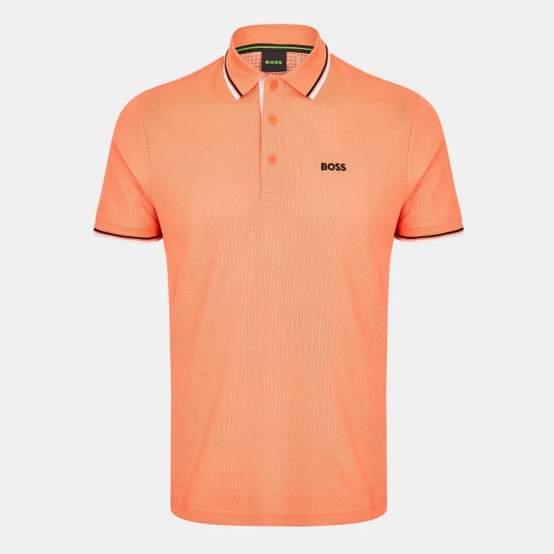 Image of Boss Mens Paddy Short-Sleeve Polo Shirt Open Red male S