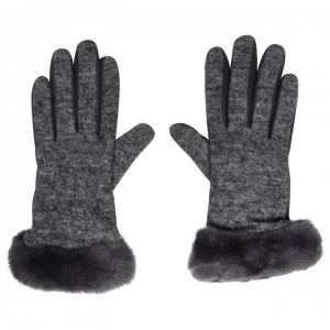 Image of Ugg Fabric and Leather Shorty Gloves - Charcoal CHRC