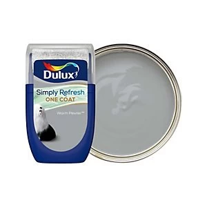 image of Dulux Simply Refresh One Coat Warm Pewter Matt Emulsion Paint 30ml