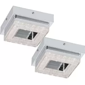 Image of 2 PACK Wall Flush Ceiling Light Chrome Shade Chrome Clear Plastic Crystal LED 4W