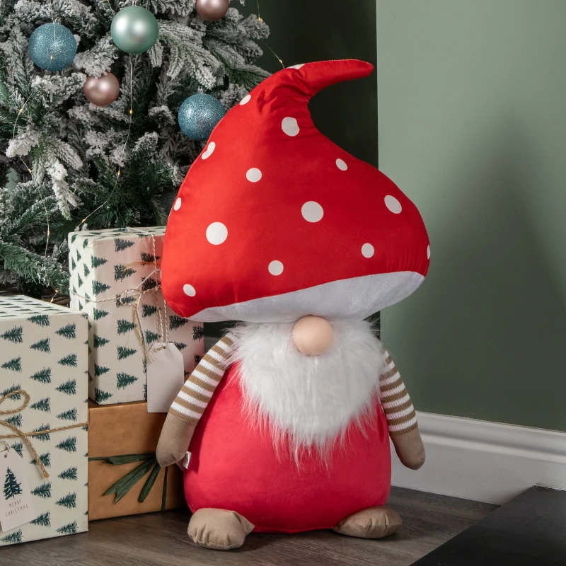 Image of 60cm Red Soft Festive Funghi Trumpet Christmas Mushroom Gonk Decoration