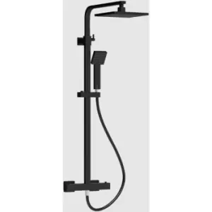 image of Square Thermostatic Bar Mixer Shower with Shower Kit and Fixed Head - Matt Black - Nuie