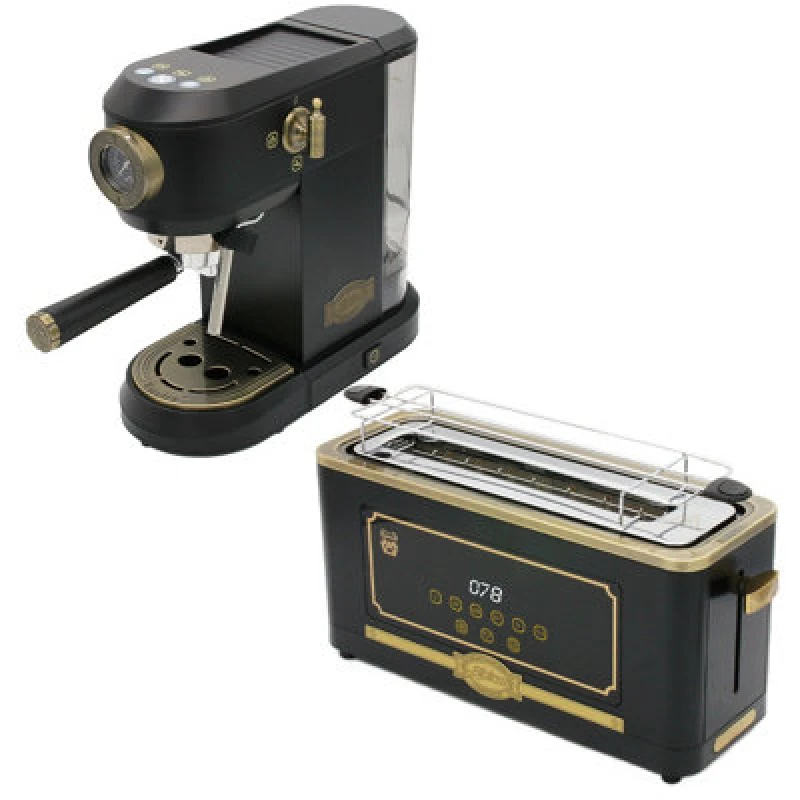 Image of Kaiser Empire Espresso Coffee Machine & Toaster Bundle (Black)