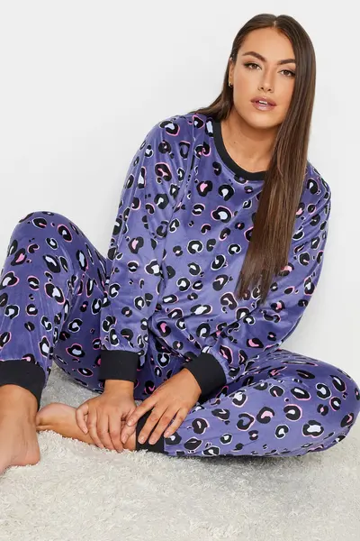 Image of Yours Velour Lounge Set Purple