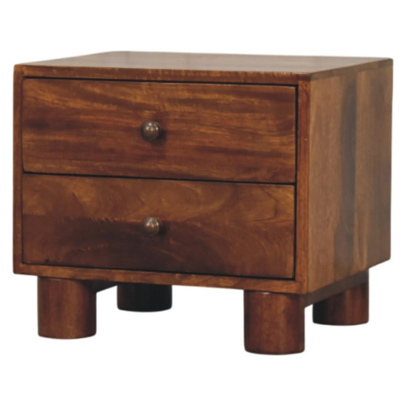 Image of Artisan Furniture Artisan Furniture Solid Wood Tula Chestnut Nightstand, 2 Drawers, Dark Brown