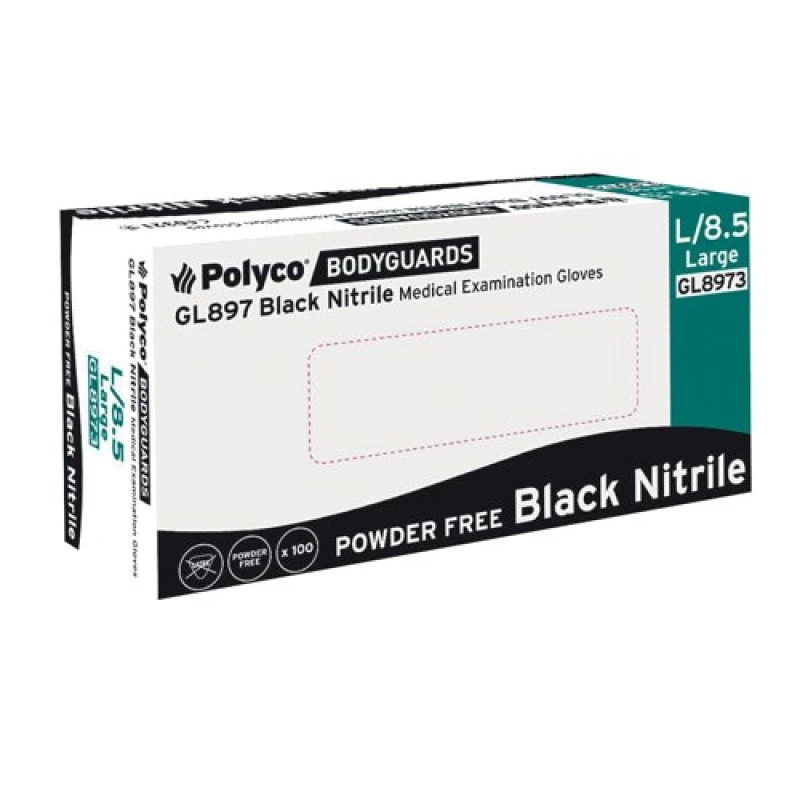 Image of Handsafe Speciality Nitrile Gloves Black Large (100 Pack) GL897 - L