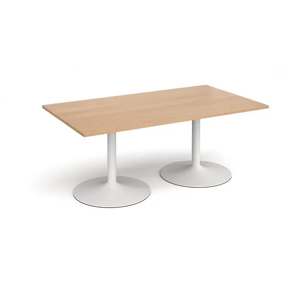 Image of White Trumpet Base Rectangular Boardroom Table 1800mm - Beech
