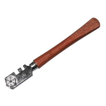 image of Faithfull Six Wheel Glasscutter Tungsten Carbide - Wood Handle