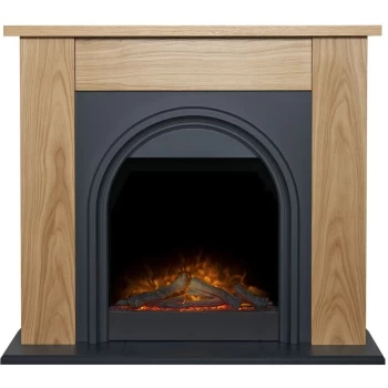 image of Adam Burlington Electric Fireplace Suite in Oak & Charcoal Grey, 44 Inch