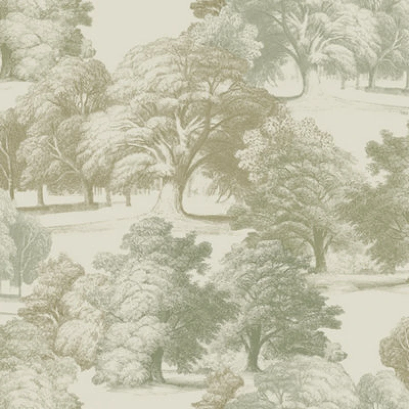 Image of Paul Moneypenny Belvoir Forest Green Toile Wallpaper For Grandeco