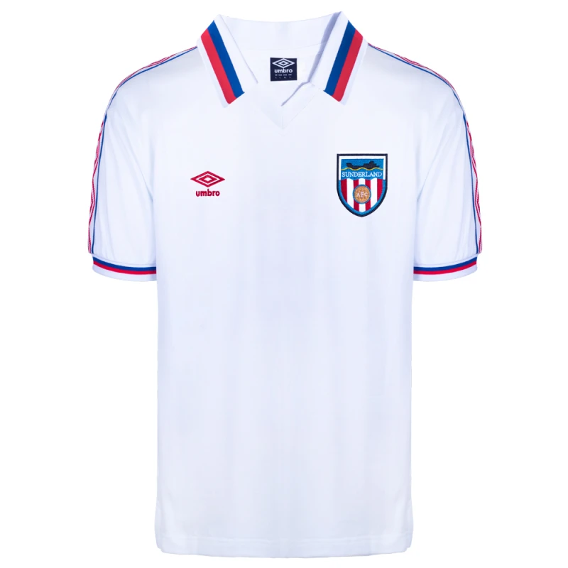 Image of Score Draw Sunderland 1980 Away Umbro Retro Football Shirt SUND80AUMBPKSS-S S Mens Sportswear
