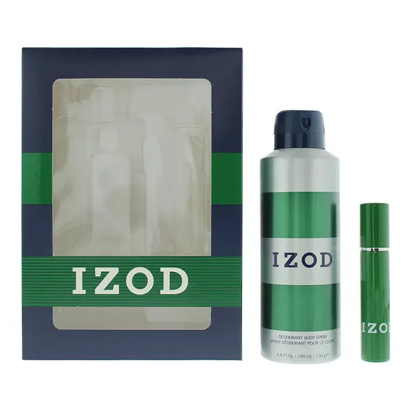 image of Izod Green 2 Piece Gift Set: Eau de Toilette 15ml - Body Spray 200ml