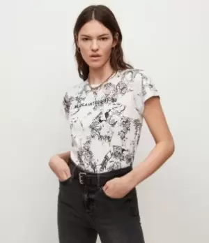 Image of AllSaints Womens Buruberu Anna T-Shirt, Optic White, Size: 12