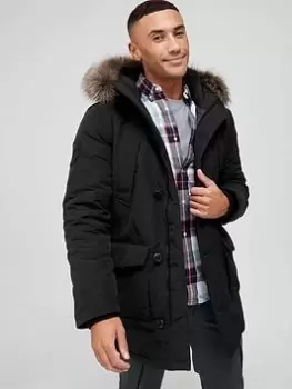 image of Superdry Everest Parka Jacket - Black, Size S, Men