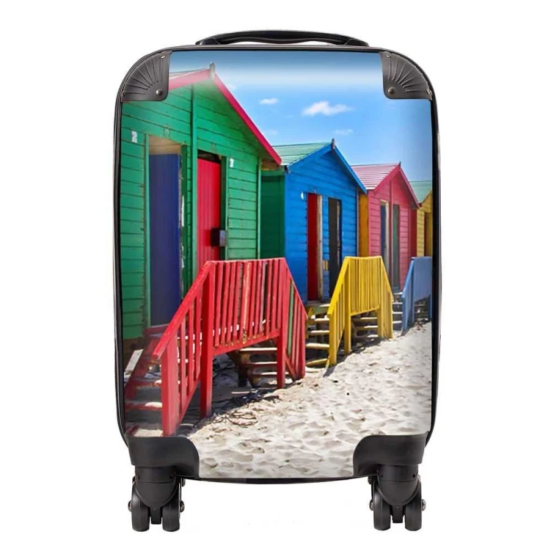 Image of Warren Reed - Designer Beach Huts At Muizenberg Beach Suitcase in Blue Size: Large Blue Unisex Large