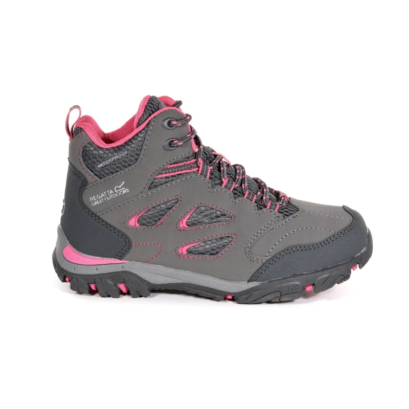 Image of Regatta Boys & Girls Holcombe IEP Isotex Waterproof Walking Boots UK Size 11 (EU 30) Steel/Tulip RKF573-3DF-11