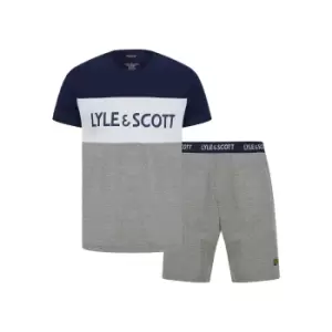 Image of Lyle & Scott Mens Steven Lounge Set - Peacoat/Grey Marl - L