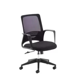 image of Toto Black mesh back operator chair with Black fabric seat and Black base