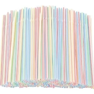 Image of 50 Striped Flexi Plastic Straws